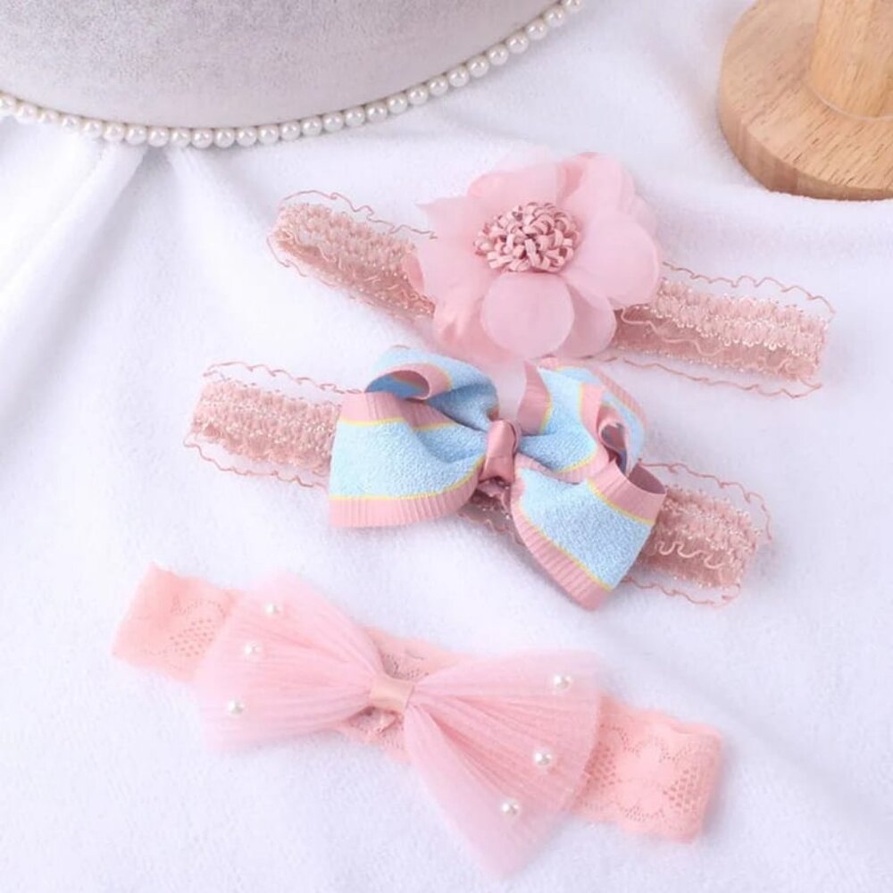 NEW - 3Pcs Set - Flower/Bows Baby Girl Headband - Baby Girls Hair Accessories